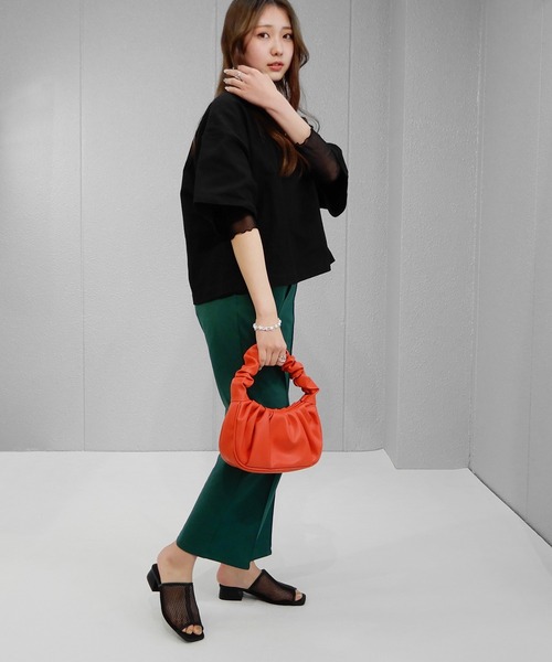 minia（ミニア）の「ギャザーハンドルバッグ　◇（ハンドバッグ・レディース・ブラック/グリーン/オレンジ・FREE）」の14枚目の写真
