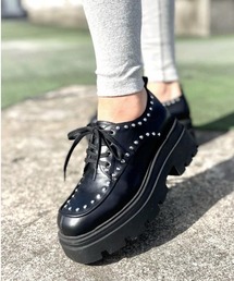 R&E | 【R&E】スタッズ付きトラックソールレースアップシューズ(ローファー)