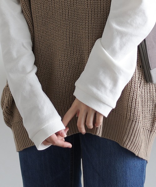 ElegChic(エレグシック)の「Vネックバルーンベスト(ベスト・レディース・モカ/ブラック・L/XXL/4L)」の12枚目の写真