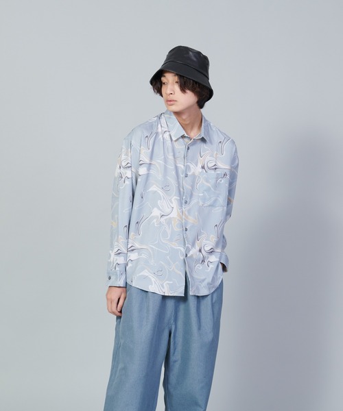 UNIIT(ユニット)の「【UNIIT/ユニット】とろみジョーゼットルーズシャツ(シャツ/ブラウス・メンズ・ライトグレー/ブラック/ブルー/グリーン・SMALL/MEDIUM/LARGE)」の1枚目の写真