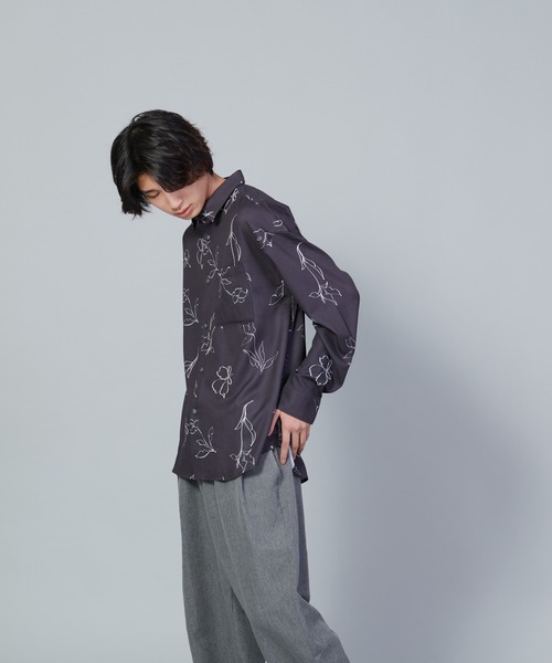 UNIIT(ユニット)の「【UNIIT/ユニット】とろみジョーゼットルーズシャツ(シャツ/ブラウス・メンズ・ライトグレー/ブラック/ブルー/グリーン・SMALL/MEDIUM/LARGE)」の2枚目の写真