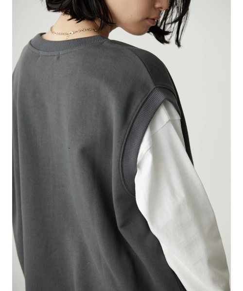 AMERICAN HOLIC（アメリカンホリック）の「SET ロゴ裏毛ベスト+カットプルオーバー2（Tシャツ/カットソー・レディース・チャコールグレー・M/L）」の5枚目の写真