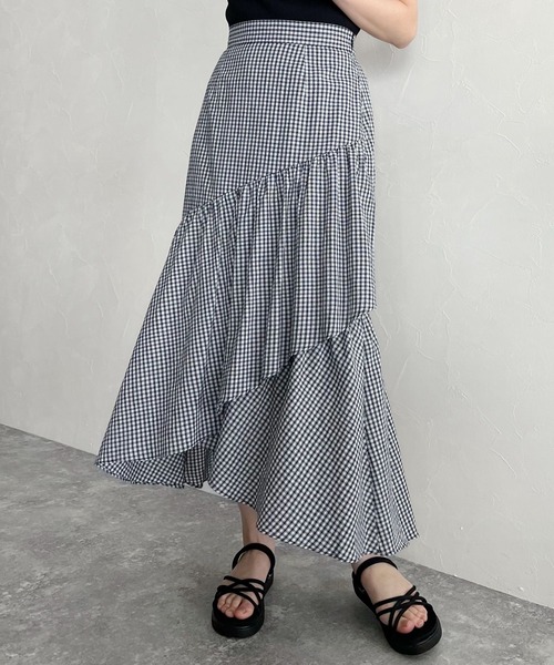 mysty woman（ミスティウーマン）の「ラッフルマーメイドスカート 273208（スカート・レディース・ブラック/ブラック系/ネイビー系・FREE）」の3枚目の写真