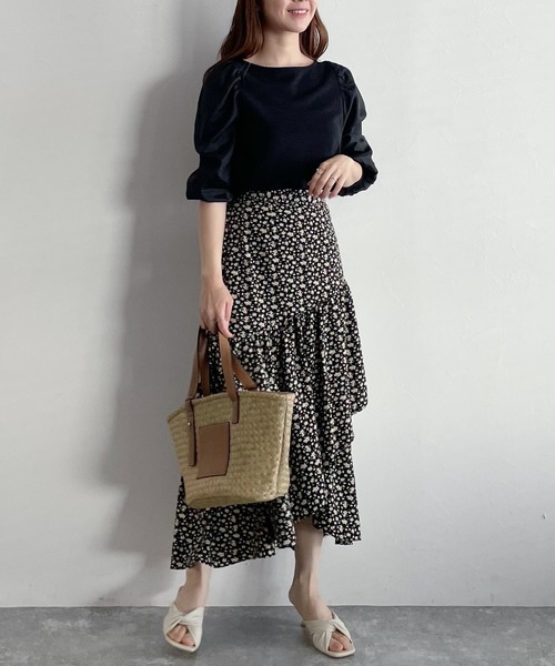 mysty woman（ミスティウーマン）の「ラッフルマーメイドスカート 273208（スカート・レディース・ブラック/ブラック系/ネイビー系・FREE）」の7枚目の写真