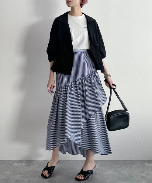 mysty woman（ミスティウーマン）の「ラッフルマーメイドスカート 273208（スカート・レディース・ブラック/ブラック系/ネイビー系・FREE）」の8枚目の写真