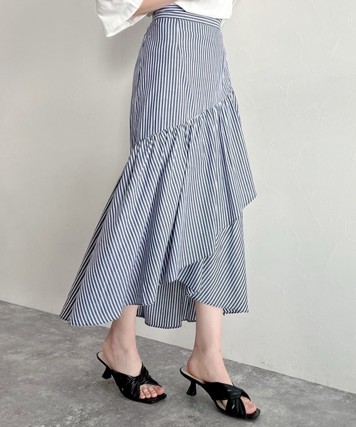 mysty woman（ミスティウーマン）の「ラッフルマーメイドスカート 273208（スカート・レディース・ブラック/ブラック系/ネイビー系・FREE）」の5枚目の写真