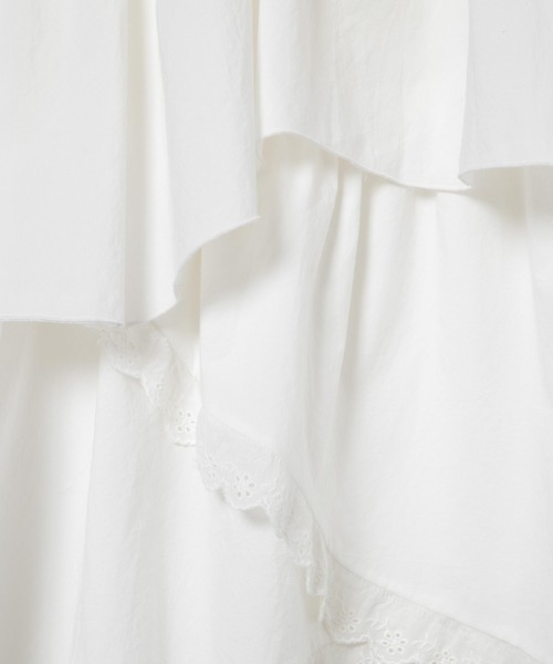 DuKKah(デュカ)の「Dukkah/【低身長向け】アシメフリルロングスカート(スカート・レディース・ホワイト/ブラック・X-SMALL)」の6枚目の写真