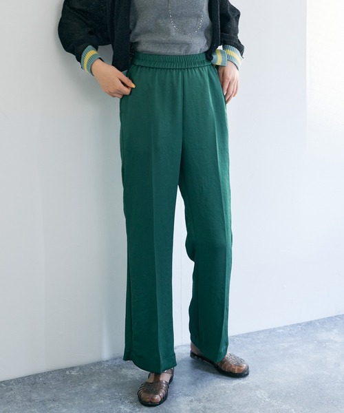 audrey and john wad（オードリーアンドジョンワッド）の「ヴィンテージサテンイージーパンツ -手洗い可-（その他パンツ・レディース・グリーン/ライトブラウン/ダークグレー/マスタード・S/M）」の4枚目の写真