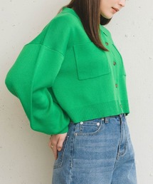 衿ポケショートカーディガン