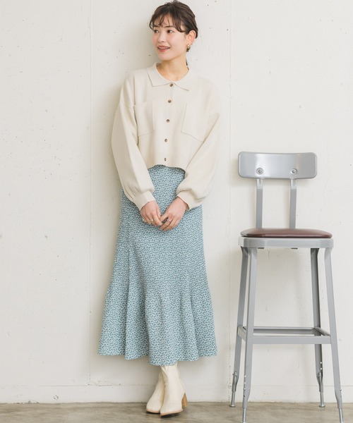 RETRO GIRL（レトロガール）の「衿ポケショートカーディガン（カーディガン/ボレロ・レディース・オフホワイト/グリーン/ブルー/ピンク・FREE）」の7枚目の写真