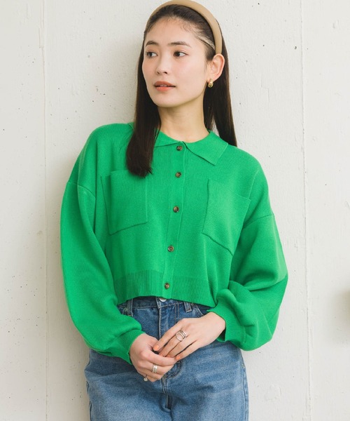 RETRO GIRL（レトロガール）の「衿ポケショートカーディガン（カーディガン/ボレロ・レディース・オフホワイト/グリーン/ブルー/ピンク・FREE）」の22枚目の写真