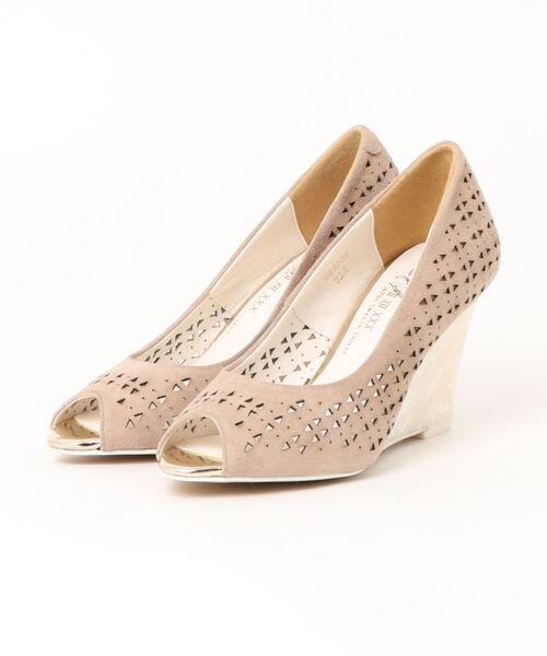 V SEVEN TWELVE THIRTY(ヴィセヴントゥエルヴサーティ)の「【V-SEVEN TWELVE THIRTY】ウェッジソールレザーオープンパンプス(パンプス・レディース・ネイビー/ベージュ系その他/ダークグリーン/ゴールド・22.5cm/23.5cm/24cm/23cm/24.5cm)」の3枚目の写真