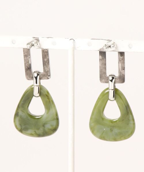 AZUL by moussy（アズールバイマウジー）の「BICOLOR MARBLE EARRINGS/バイカラーマーブルピアス（ピアス（両耳用）・レディース・グリーン系その他/オレンジ系その他・FREE）」の3枚目の写真