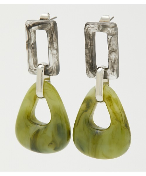 AZUL by moussy（アズールバイマウジー）の「BICOLOR MARBLE EARRINGS/バイカラーマーブルピアス（ピアス（両耳用）・レディース・グリーン系その他/オレンジ系その他・FREE）」の4枚目の写真