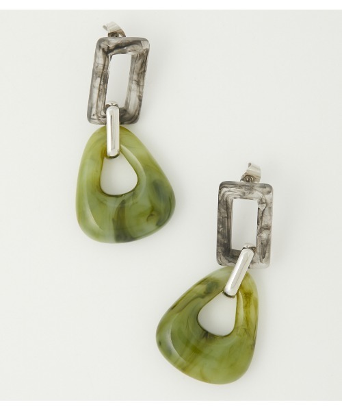 AZUL by moussy（アズールバイマウジー）の「BICOLOR MARBLE EARRINGS/バイカラーマーブルピアス（ピアス（両耳用）・レディース・グリーン系その他/オレンジ系その他・FREE）」の5枚目の写真