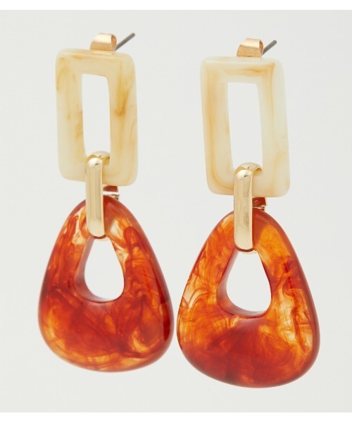 AZUL by moussy（アズールバイマウジー）の「BICOLOR MARBLE EARRINGS/バイカラーマーブルピアス（ピアス（両耳用）・レディース・グリーン系その他/オレンジ系その他・FREE）」の15枚目の写真