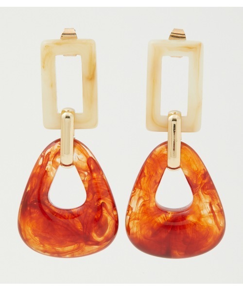 AZUL by moussy（アズールバイマウジー）の「BICOLOR MARBLE EARRINGS/バイカラーマーブルピアス（ピアス（両耳用）・レディース・グリーン系その他/オレンジ系その他・FREE）」の17枚目の写真