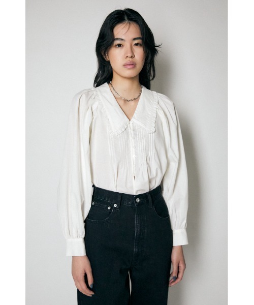 MOUSSY(マウジー)の「PIN TUCK FRILL ブラウス(シャツ/ブラウス・レディース・オフホワイト/ブラック/ライトグリーン・FREE)」の4枚目の写真