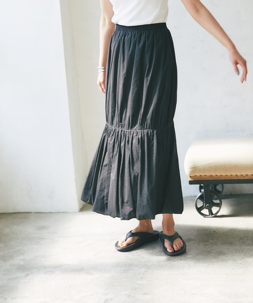 RIVE DROITE（リヴドロワ）の「綿ローンバルーンスカート（スカート・レディース・ブラック/グレー・FREE）」の7枚目の写真