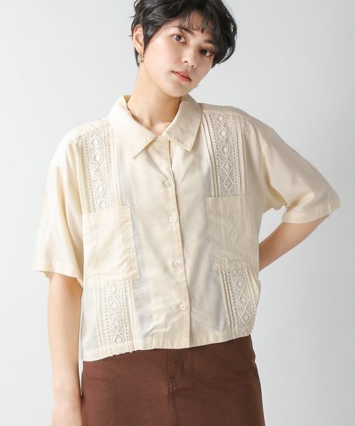 RAGEBLUE（レイジブルー）の「ショートエンブロレースタックシャツ（シャツ/ブラウス・レディース・オフホワイト/オリーブ/オレンジ・FREE）」の21枚目の写真