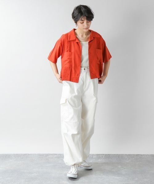 RAGEBLUE（レイジブルー）の「ショートエンブロレースタックシャツ（シャツ/ブラウス・レディース・オフホワイト/オリーブ/オレンジ・FREE）」の13枚目の写真