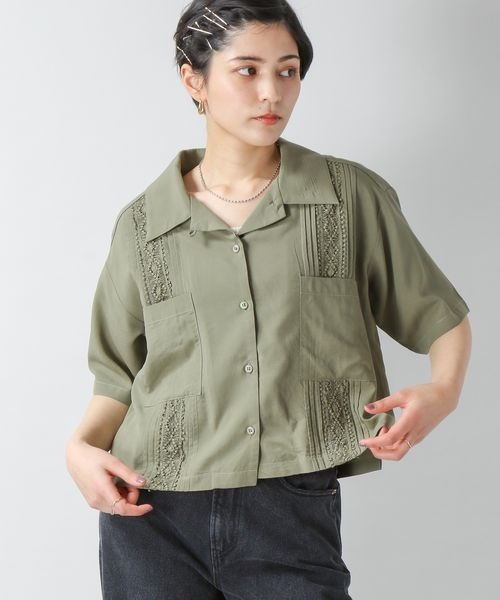 RAGEBLUE（レイジブルー）の「ショートエンブロレースタックシャツ（シャツ/ブラウス・レディース・オフホワイト/オリーブ/オレンジ・FREE）」の22枚目の写真