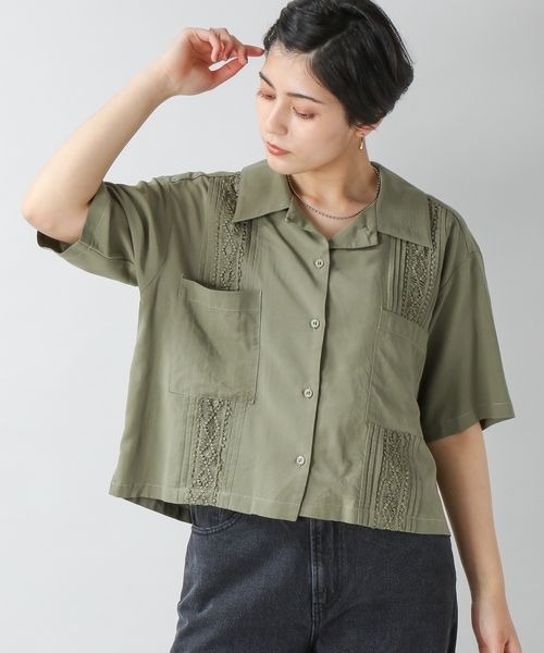 RAGEBLUE（レイジブルー）の「ショートエンブロレースタックシャツ（シャツ/ブラウス・レディース・オフホワイト/オリーブ/オレンジ・FREE）」の11枚目の写真