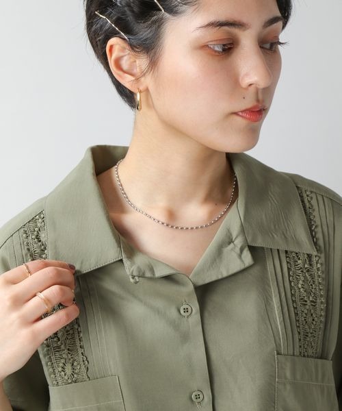 RAGEBLUE（レイジブルー）の「ショートエンブロレースタックシャツ（シャツ/ブラウス・レディース・オフホワイト/オリーブ/オレンジ・FREE）」の14枚目の写真