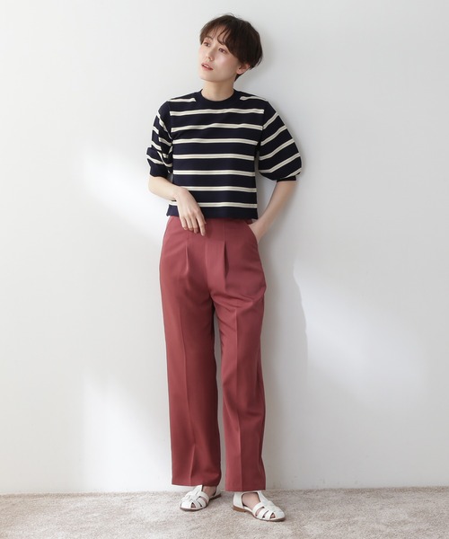 N.（N. Natural Beauty Basic）（エヌエヌナチュラルビューティーベーシック）の「◆タックストレートパンツ（その他パンツ・レディース・レッド/モカ・MEDIUM）」の3枚目の写真