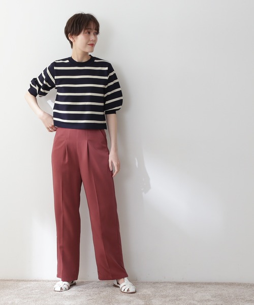 N.（N. Natural Beauty Basic）（エヌエヌナチュラルビューティーベーシック）の「◆タックストレートパンツ（その他パンツ・レディース・レッド/モカ・MEDIUM）」の7枚目の写真