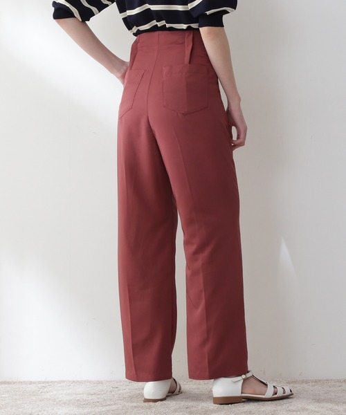 N.（N. Natural Beauty Basic）（エヌエヌナチュラルビューティーベーシック）の「◆タックストレートパンツ（その他パンツ・レディース・レッド/モカ・MEDIUM）」の4枚目の写真