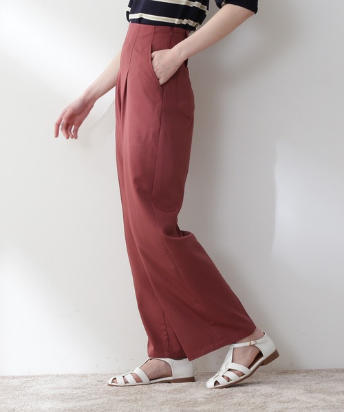 N.（N. Natural Beauty Basic）（エヌエヌナチュラルビューティーベーシック）の「◆タックストレートパンツ（その他パンツ・レディース・レッド/モカ・MEDIUM）」の6枚目の写真