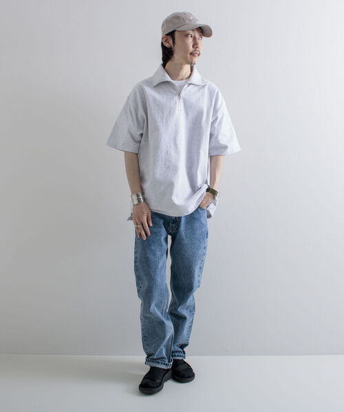 GLOSTER(グロスター)の「【GLOSTER/グロスター】スーパーヘビーウェイト ハーフジップポロシャツ(ポロシャツ・メンズ・ホワイト/杢グレー/ブラック・MEDIUM/LARGE)」の16枚目の写真