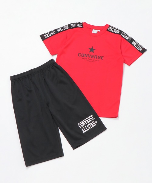 CONVERSE ALL STAR(コンバースオールスター)の「【WEB限定】【キッズ】CONVERSE コンバース 袖ロゴセットアップ(130~160cm)(セットアップ・キッズ・レッド系その他/ライトグレー・160/150/140/130)」の2枚目の写真