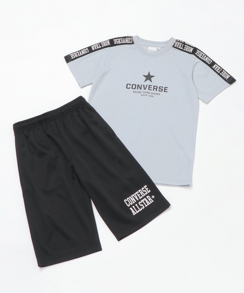 CONVERSE ALL STAR(コンバースオールスター)の「【WEB限定】【キッズ】CONVERSE コンバース 袖ロゴセットアップ(130~160cm)(セットアップ・キッズ・レッド系その他/ライトグレー・160/150/140/130)」の1枚目の写真