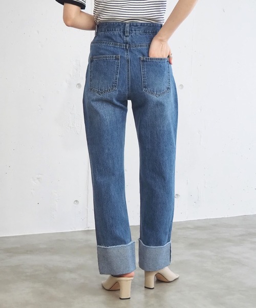 2サイズ展開】ロールアップデニムパンツ【web限定アイテム・S