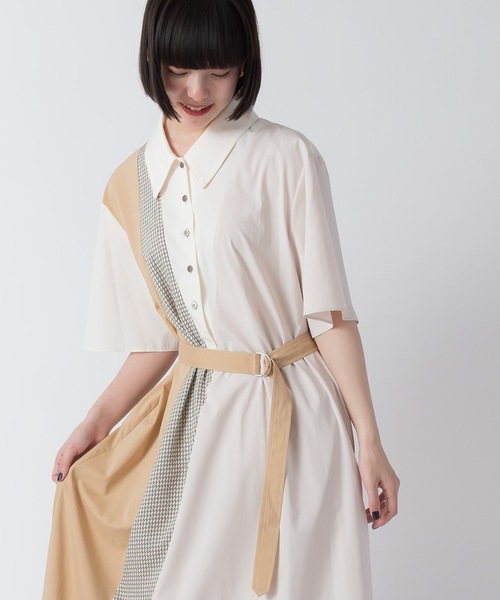 La SRIC（ラスリック）の「La SRIC / パネルスウィッチングシャツOP（シャツワンピース・レディース・ベージュ/カーキ・38）」の4枚目の写真