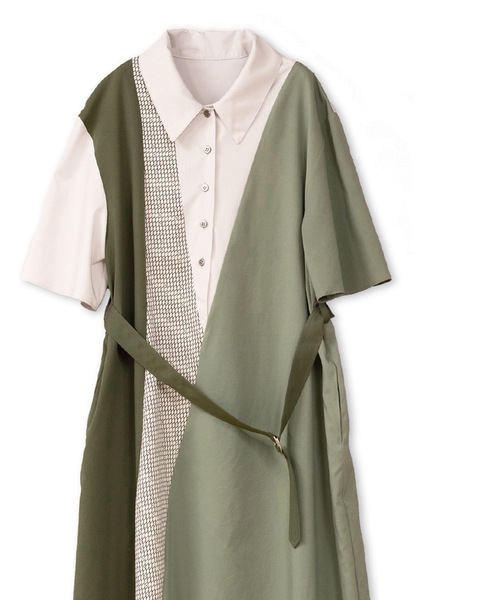 La SRIC（ラスリック）の「La SRIC / パネルスウィッチングシャツOP（シャツワンピース・レディース・ベージュ/カーキ・38）」の5枚目の写真