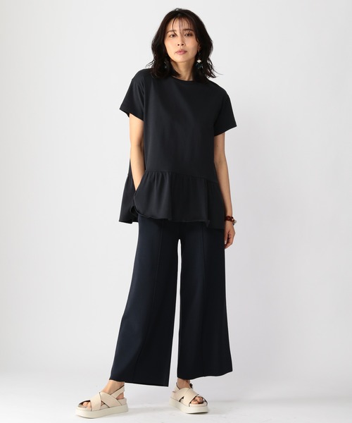 BARNYARDSTORM（バンヤードストーム）の「BARNYARDSTORM / ペプラム綿シルクプルオーバー（Tシャツ/カットソー・レディース・ホワイト/ネイビー/グリーン・1/2/0）」の5枚目の写真