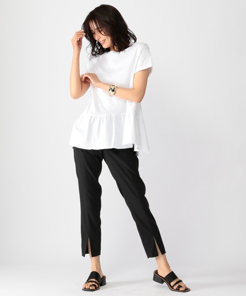 BARNYARDSTORM（バンヤードストーム）の「BARNYARDSTORM / ペプラム綿シルクプルオーバー（Tシャツ/カットソー・レディース・ホワイト/ネイビー/グリーン・1/2/0）」の21枚目の写真