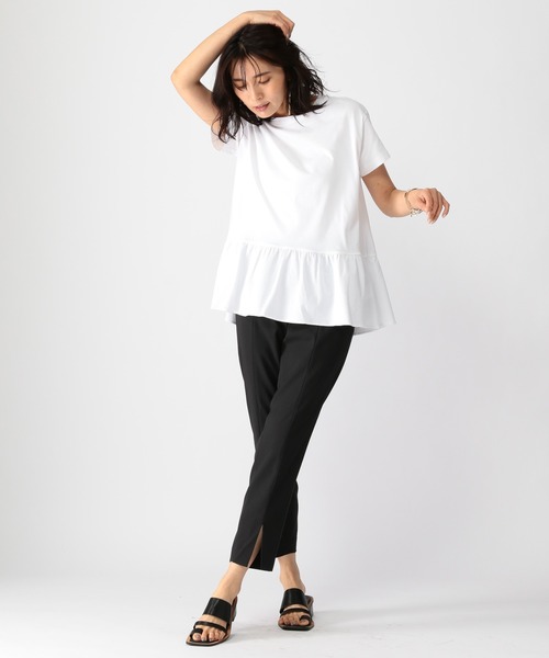 BARNYARDSTORM（バンヤードストーム）の「BARNYARDSTORM / ペプラム綿シルクプルオーバー（Tシャツ/カットソー・レディース・ホワイト/ネイビー/グリーン・1/2/0）」の17枚目の写真