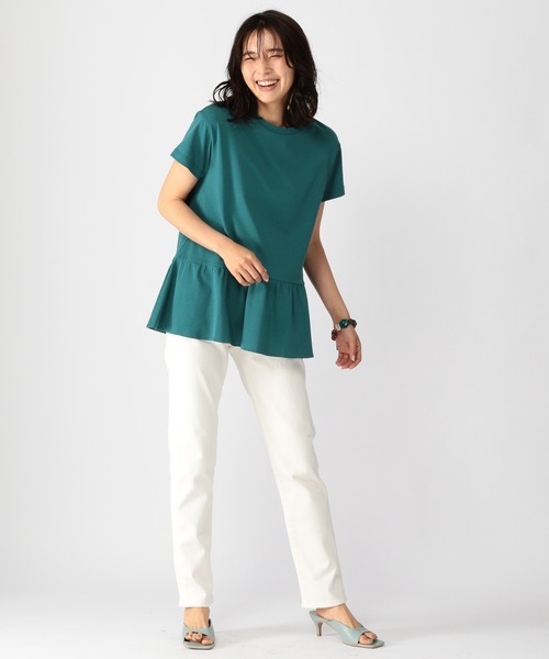 BARNYARDSTORM（バンヤードストーム）の「BARNYARDSTORM / ペプラム綿シルクプルオーバー（Tシャツ/カットソー・レディース・ホワイト/ネイビー/グリーン・1/2/0）」の6枚目の写真