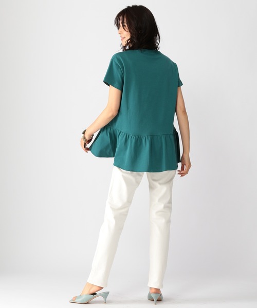 BARNYARDSTORM（バンヤードストーム）の「BARNYARDSTORM / ペプラム綿シルクプルオーバー（Tシャツ/カットソー・レディース・ホワイト/ネイビー/グリーン・1/2/0）」の10枚目の写真