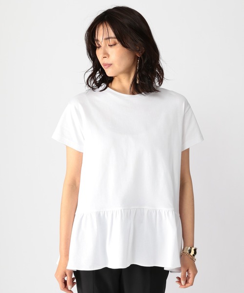 BARNYARDSTORM（バンヤードストーム）の「BARNYARDSTORM / ペプラム綿シルクプルオーバー（Tシャツ/カットソー・レディース・ホワイト/ネイビー/グリーン・1/2/0）」の7枚目の写真