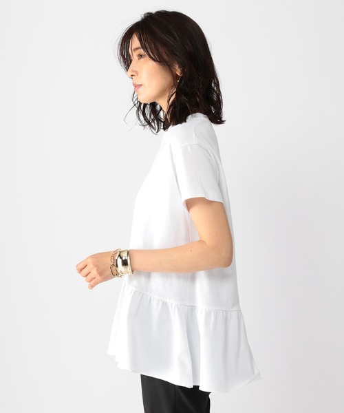 BARNYARDSTORM（バンヤードストーム）の「BARNYARDSTORM / ペプラム綿シルクプルオーバー（Tシャツ/カットソー・レディース・ホワイト/ネイビー/グリーン・1/2/0）」の15枚目の写真