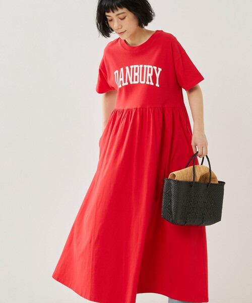 FREAK'S STORE(フリークスストア)の「ウエスト切替ロゴ半袖ワンピース(ワンピース・レディース・グリーン/ネイビー/レッド/ブラック・フリ-)」の4枚目の写真