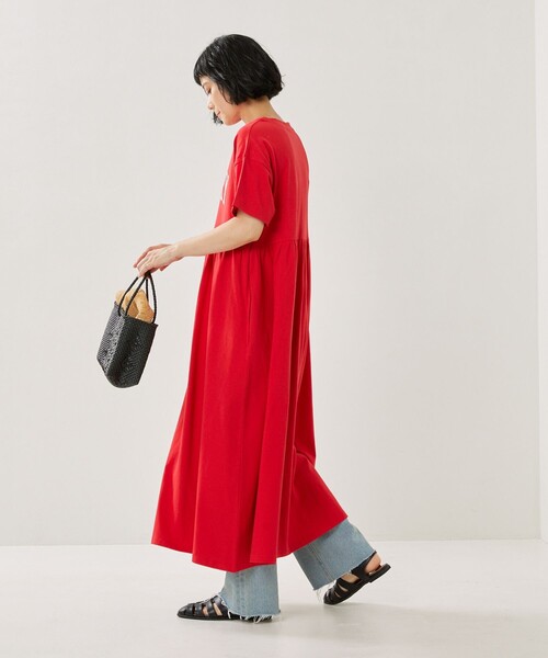 FREAK'S STORE(フリークスストア)の「ウエスト切替ロゴ半袖ワンピース(ワンピース・レディース・グリーン/ネイビー/レッド/ブラック・フリ-)」の6枚目の写真