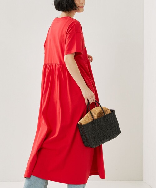 FREAK'S STORE(フリークスストア)の「ウエスト切替ロゴ半袖ワンピース(ワンピース・レディース・グリーン/ネイビー/レッド/ブラック・フリ-)」の8枚目の写真