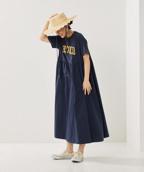 FREAK'S STORE(フリークスストア)の「ウエスト切替ロゴ半袖ワンピース(ワンピース・レディース・グリーン/ネイビー/レッド/ブラック・フリ-)」の12枚目の写真