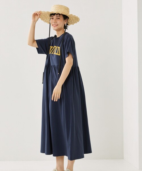 FREAK'S STORE(フリークスストア)の「ウエスト切替ロゴ半袖ワンピース(ワンピース・レディース・グリーン/ネイビー/レッド/ブラック・フリ-)」の14枚目の写真